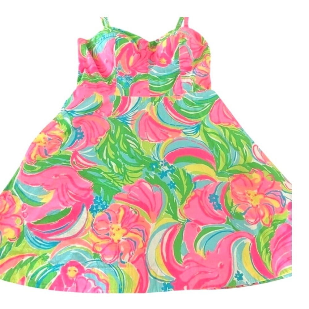 Lilly Pulitzer NWOT Willow Dress Sundress So A Peeling Multi Pink Green Size 12 - Picture 2 of 13